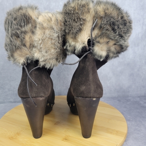 Michael Kors Brown Parker Faux Fur Leather high heels Booties Size 9M - Picture 5 of 14